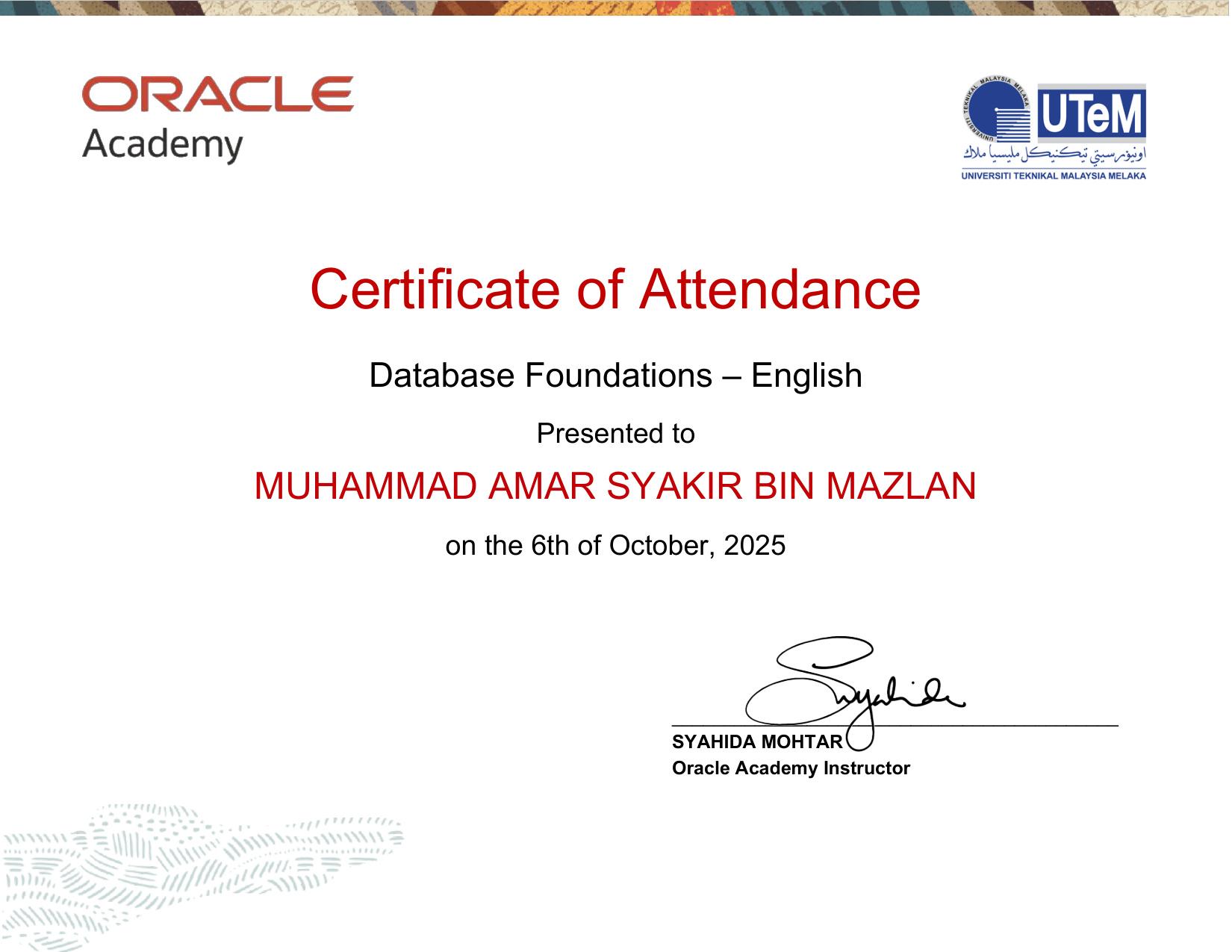 Oracle Academy – Database Foundations